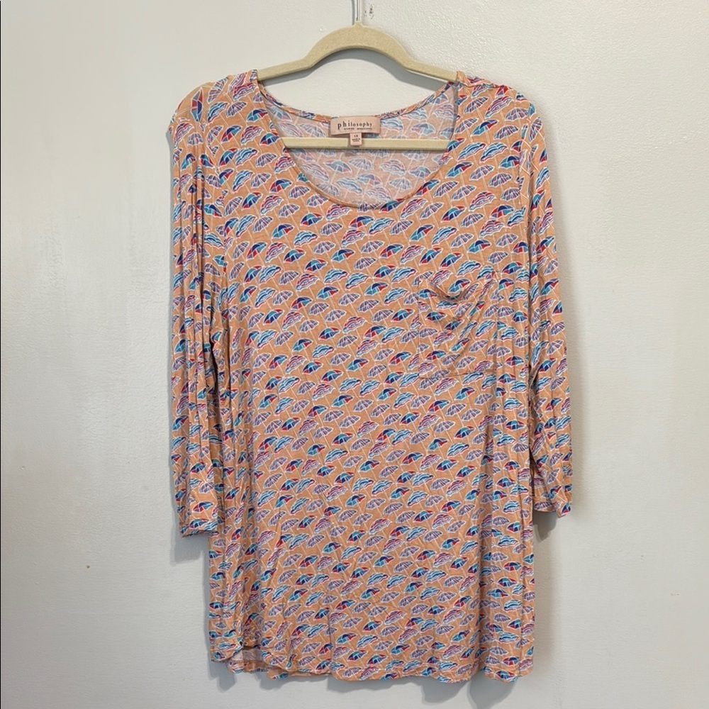 philosophy Beach Umbrella Summer Tunic Top Peach Size 1x
